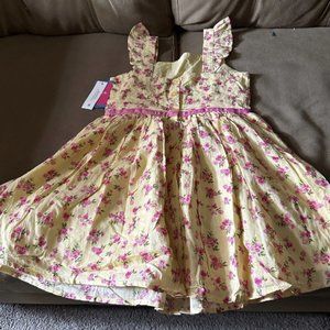 zunie yellow with flowers dress girls size s 6/6x
